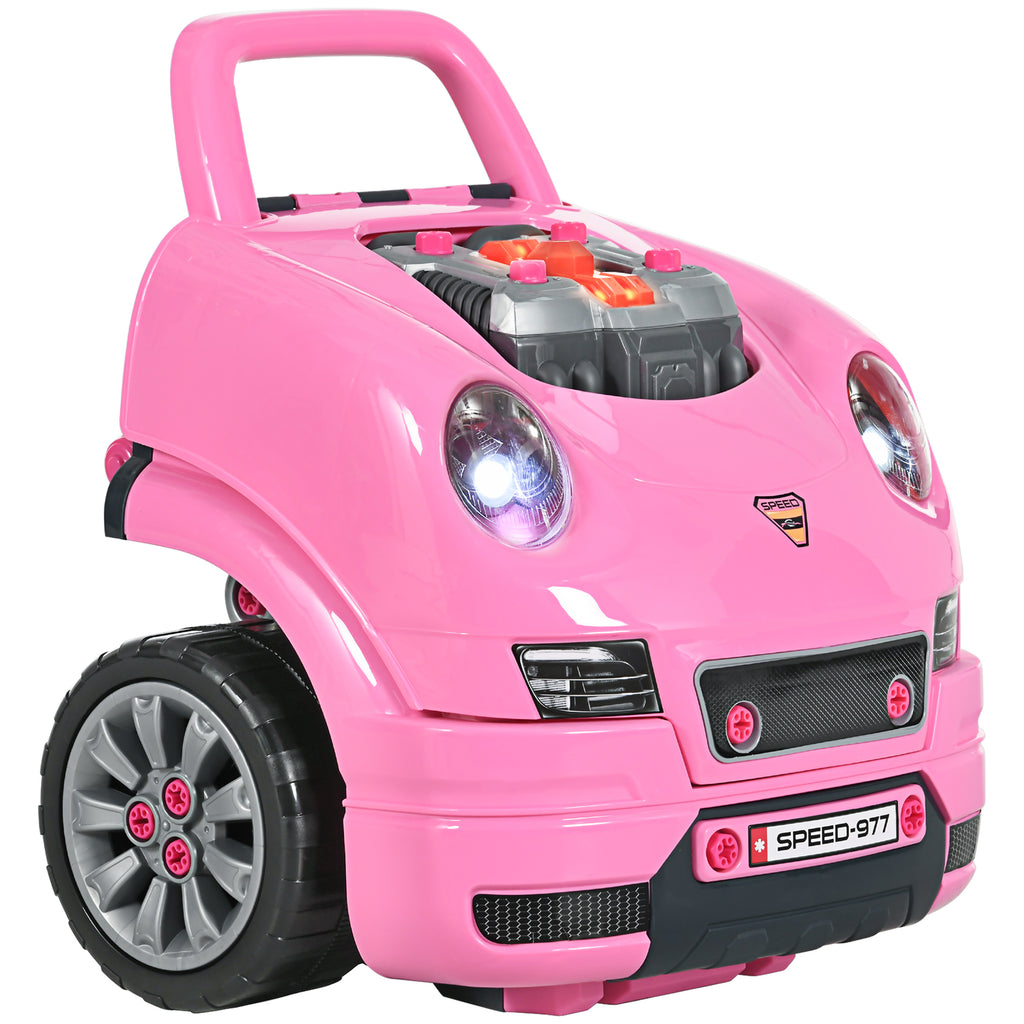 DodiOnline Kids Truck Engine Toy Set, with Horn, Light, Car Key, for Ages 3-5 Years - Pink