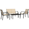 DodiOnline Four-Piece Curved Steel Garden Dining Set  - Beige/Grey