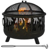 DodiOnline Steel Fire Pit BBQ, with Poker - Black