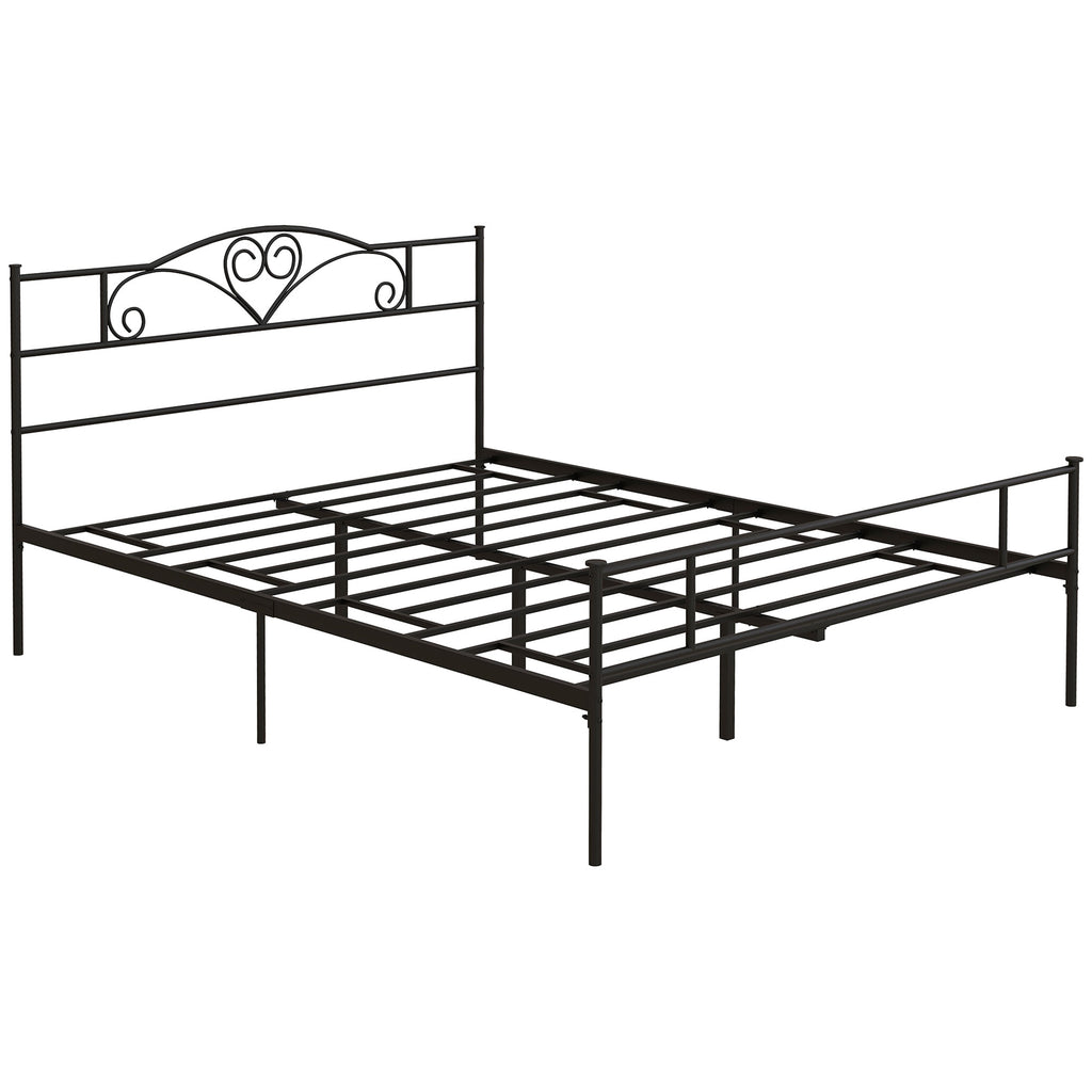 DodiOnline King Size Bed Frame, 5ft4 Metal Bed Base with Headboard and Footboard, 31cm Underneath Storage Space for Bedroom