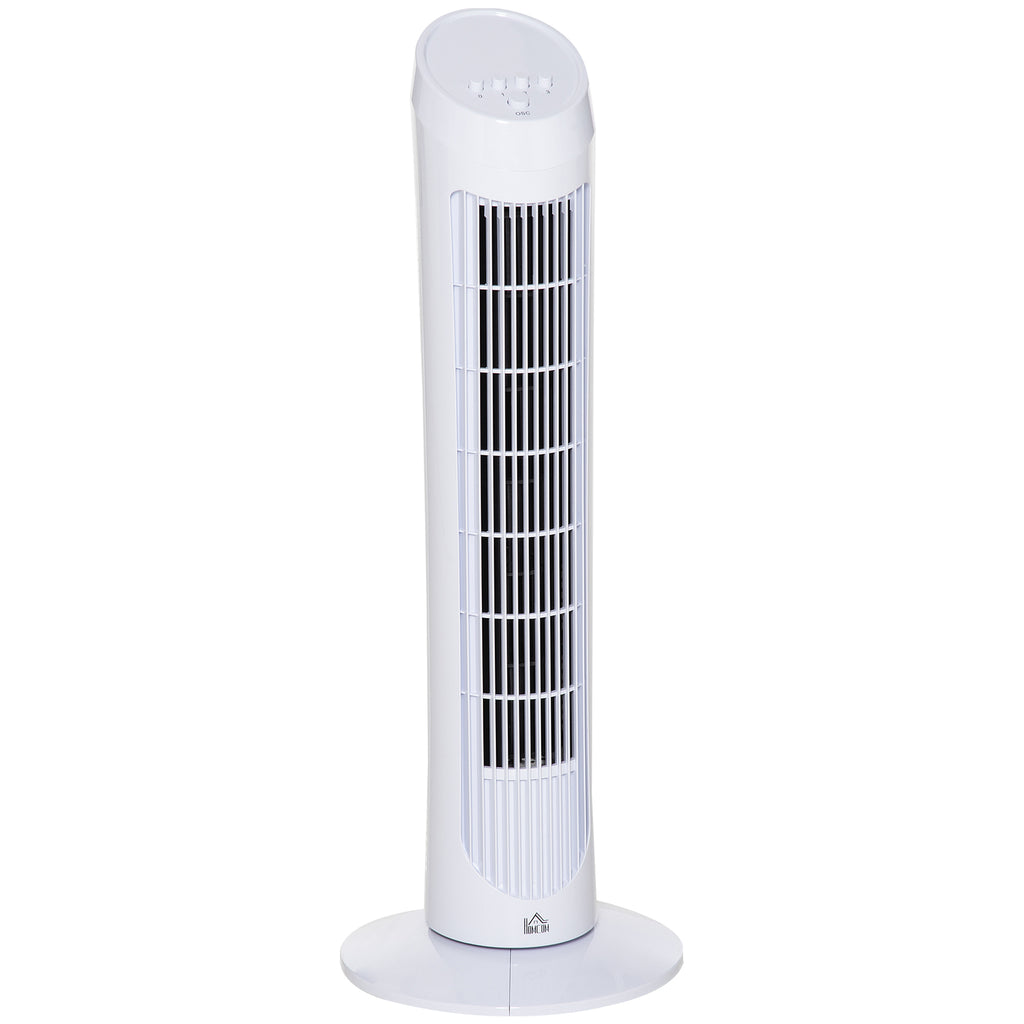 DodiOnline Tower Fan for Bedroom Cooling, 30 Inch Electric 70° Oscillating Fan with 3 Speed Settings, Standing Floor Fan for Home Office Indoor, White