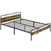 DodiOnline Industrial-Style King Bed Frame - Black/Brown