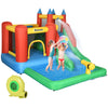 DodiOnline Kids Inflatable Bouncy Castle Water Slide 6 in 1 Bounce House Jumping Castle Water Pool Gun Climbing Wall Basketball Hoop with Air Blower for Summer Playland