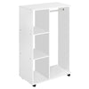 DodiOnline Open Wardrobe on Wheels with Clothes Rail, Bedroom Clothes Storage with Hanging Rod, 3 Storage Shelves, Mobile Garment Rack for Cloakroom, Hallway, White