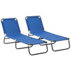 DodiOnline 2 Piece Foldable Sun Loungers with 5-Position Adjustable Backrest, Outdoor Portable Recliner Chaise Lounge Chairs with Breathable Mesh Fabric, Blue