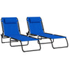 DodiOnline Set of Two Folding Sun Loungers, with Four-Position Backs - Blue