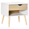 DodiOnline Bedside Table with Drawer and Shelf, Modern Nightstand, End Table for Bedroom, Living Room, White