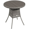 DodiOnline 70cm Four-Person Wood-Effect Rattan Table - Grey