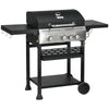 DodiOnline Four-Burner Steel Gas Grill, with Thermometer - Black