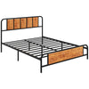 DodiOnline 5.2ft King Bed Frame with Industrial Wood Headboard, Steel Slat Support and 31cm Underbed Storage Space, 160 x 207cm, Rustic Brown