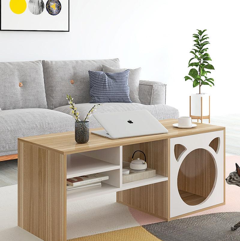 Marioni Coffee Table With Pet House, Wood- | Get A Free Side Table Today