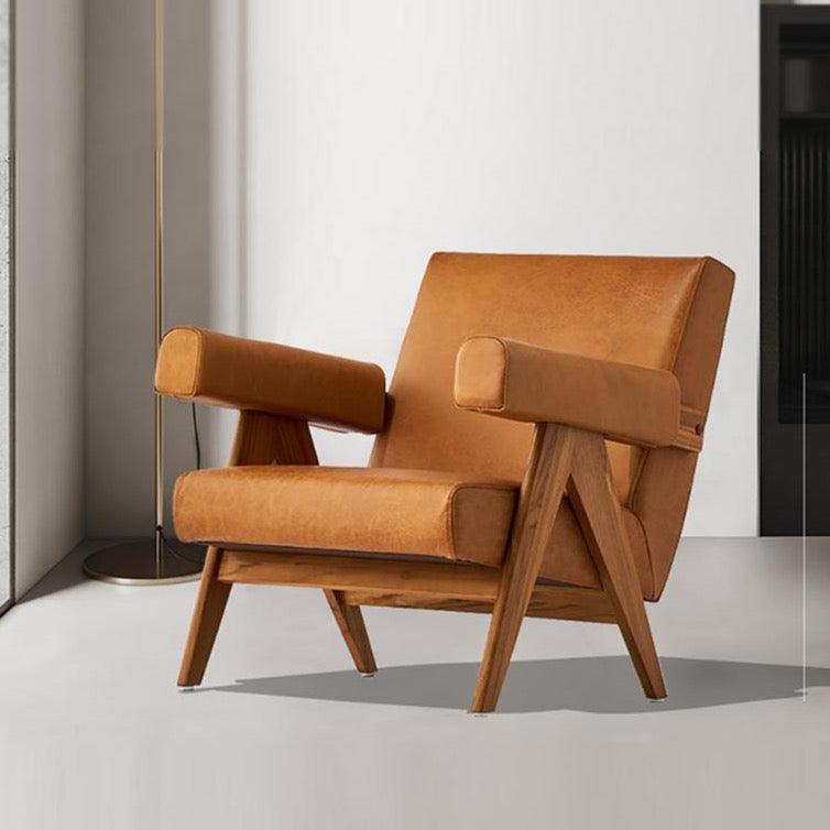 Pierre Jeanneret Eket Armchair, Real Leather- | Get A Free Side Table Today