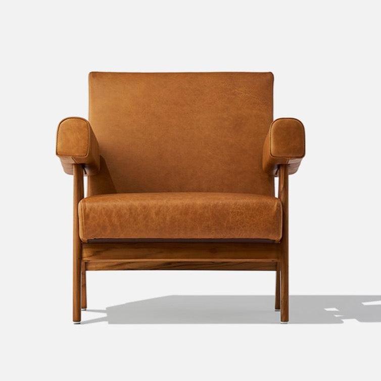 Pierre Jeanneret Eket Armchair, Real Leather- | Get A Free Side Table Today