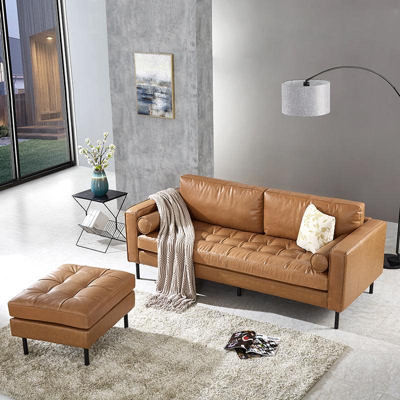 Minimalism Two Seater Sofa, Leather- | Get A Free Side Table Today