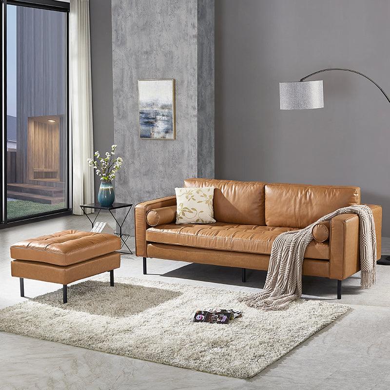 Minimalism Two Seater Sofa, Leather- | Get A Free Side Table Today