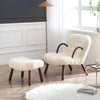 Philip Arctander Sheepskin Armchair And Ottoman, White Wool- | Get A Free Side Table Today