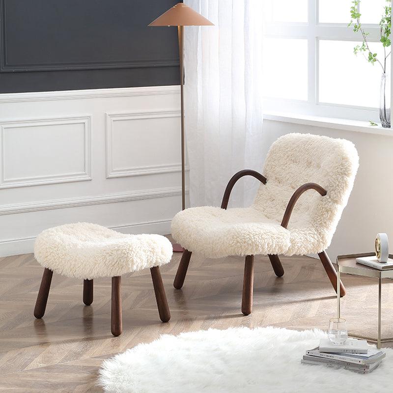 Philip Arctander Sheepskin Armchair And Ottoman, White Wool- | Get A Free Side Table Today