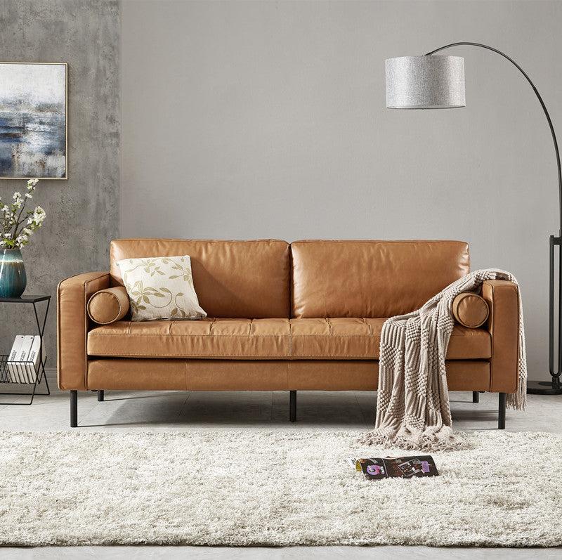 Minimalism Two Seater Sofa, Leather- | Get A Free Side Table Today