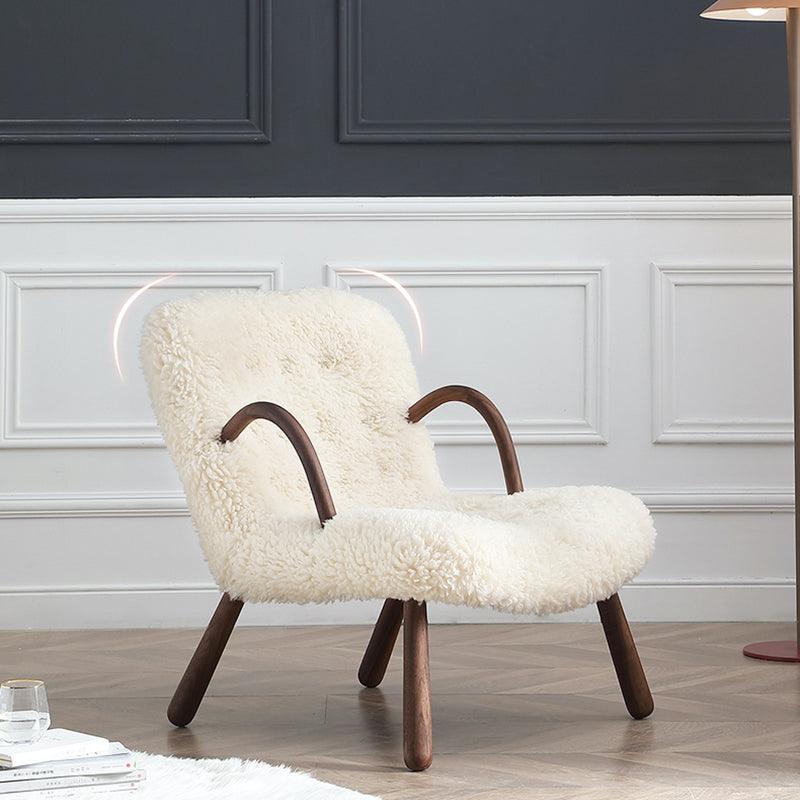 Philip Arctander Sheepskin Armchair And Ottoman, White Wool- | Get A Free Side Table Today