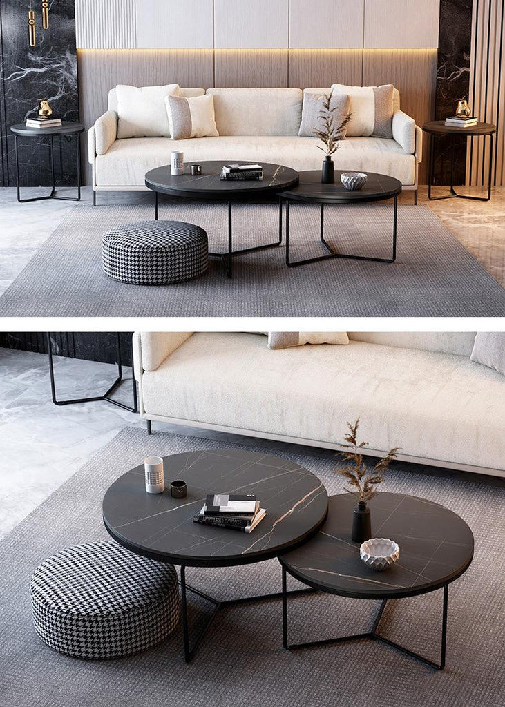 Morden Stone Round Nesting Coffee Table- | Get A Free Side Table Today