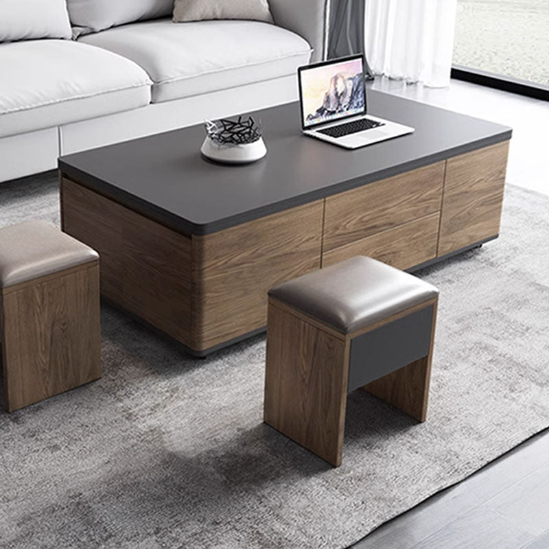 Elitaire Lift Top Coffee Table, Multi Functional Table with 3 Drawers in Walnut & Black