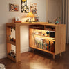 Melissa Folding Movable Dining Table With Cabinet and Light, Wood-Weilai Concept