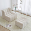 Bernice White Armchair And Ottoman, Vintage Sofa Chair-Weilai Concept