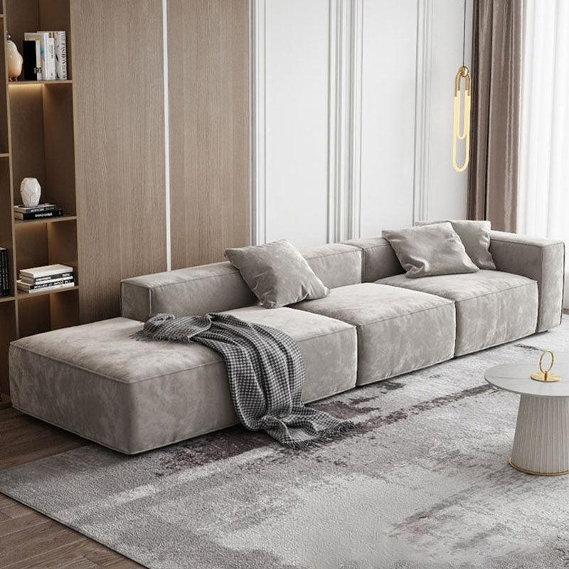 Yetta Three Seater Corner Sofa, Grey Velvet - Weilai Concept