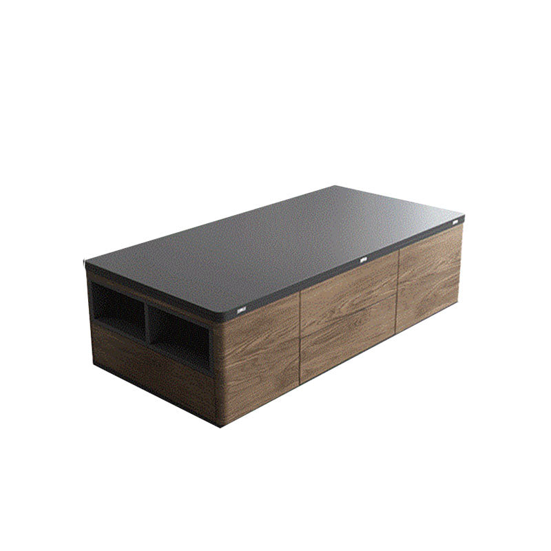 Elitaire Lift Top Coffee Table, Multi Functional Table with 3 Drawers in Walnut & Black