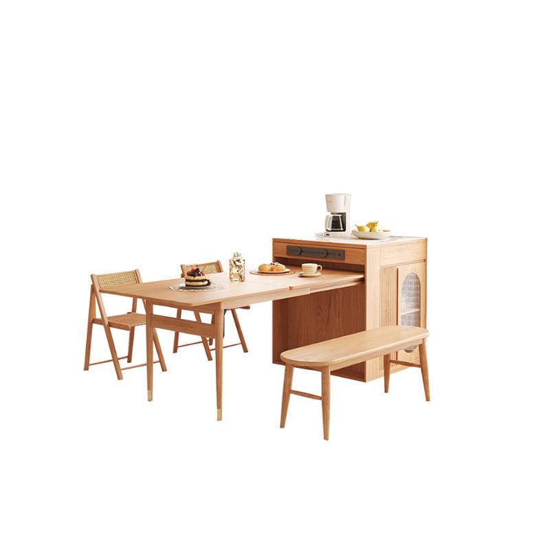 Dawn Extandable Dining Table Set With Side Storage, Solid Wood - Weilai Concept