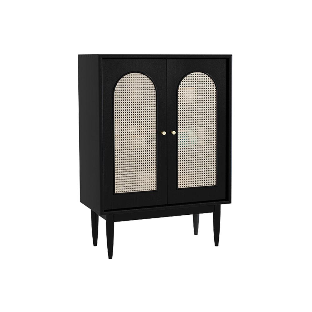 Neema Rattan Cabinet, Black- | Get A Free Side Table Today