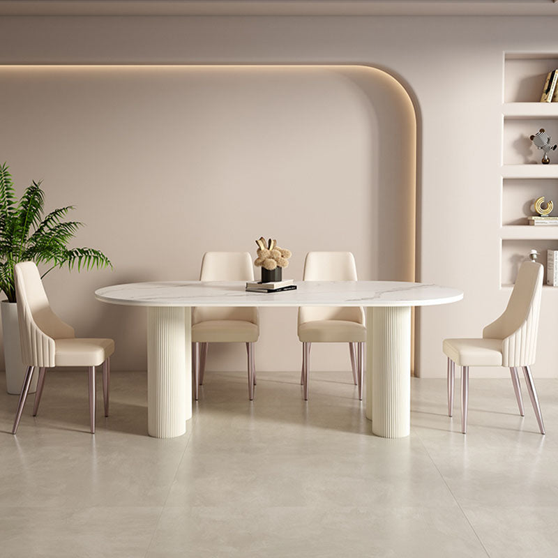 Peru Marble Dining Table, White-Weilai Concept