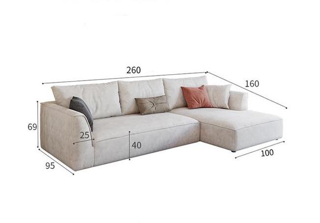 R77 Dexter Two Seater Corner Sofa, Leathaire-Weilai Concept-260cm ( With Corner & Both Armrests )-White-Weilai Concept