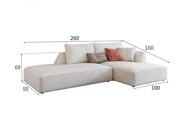 R77 Dexter Two Seater Corner Sofa, Leathaire-Weilai Concept-260cm ( With Corner & One Armrest )-White-Weilai Concept