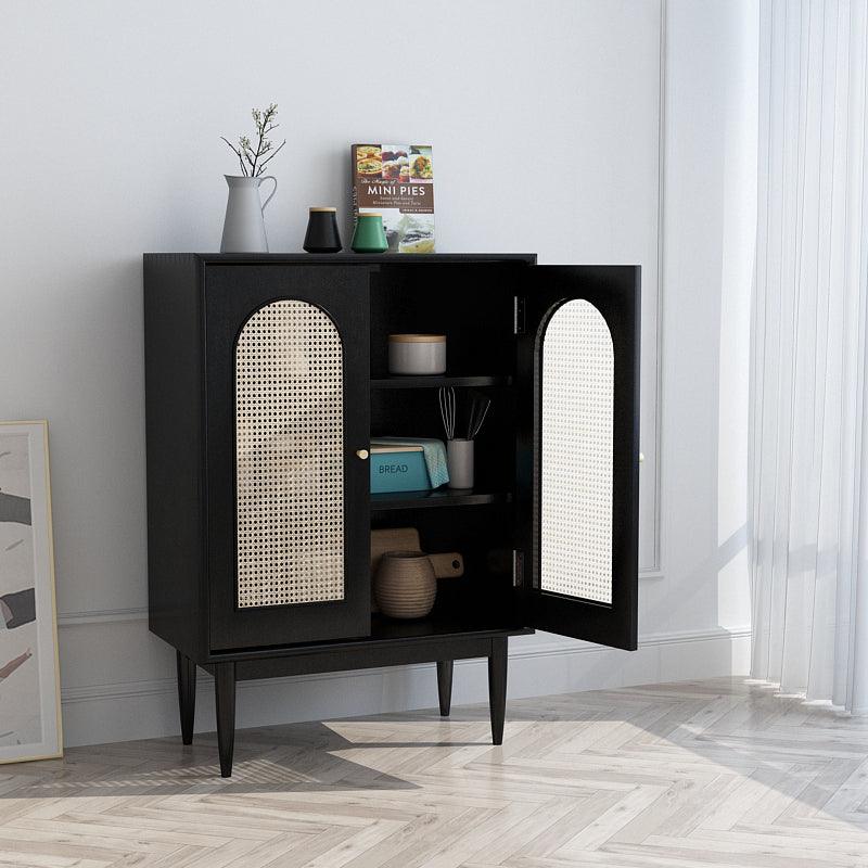 Neema Rattan Cabinet, Black- | Get A Free Side Table Today