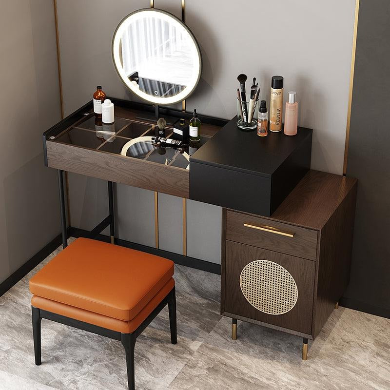 Eva Dressing Table With LED Mirror, Rosewood- | Get A Free Side Table Today