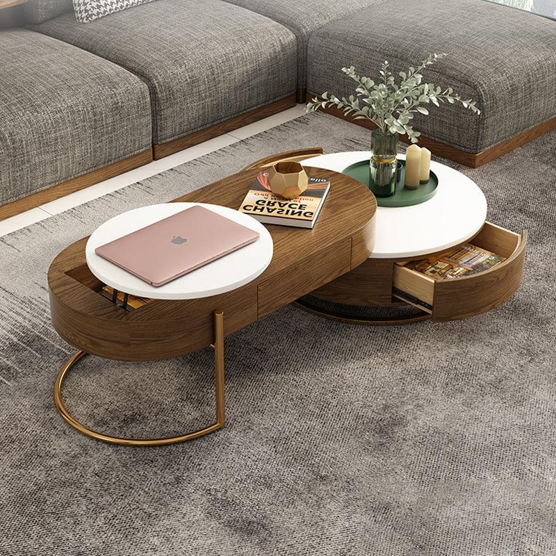 Lyra Coffee Table, Walnut & White- | Get A Free Side Table Today