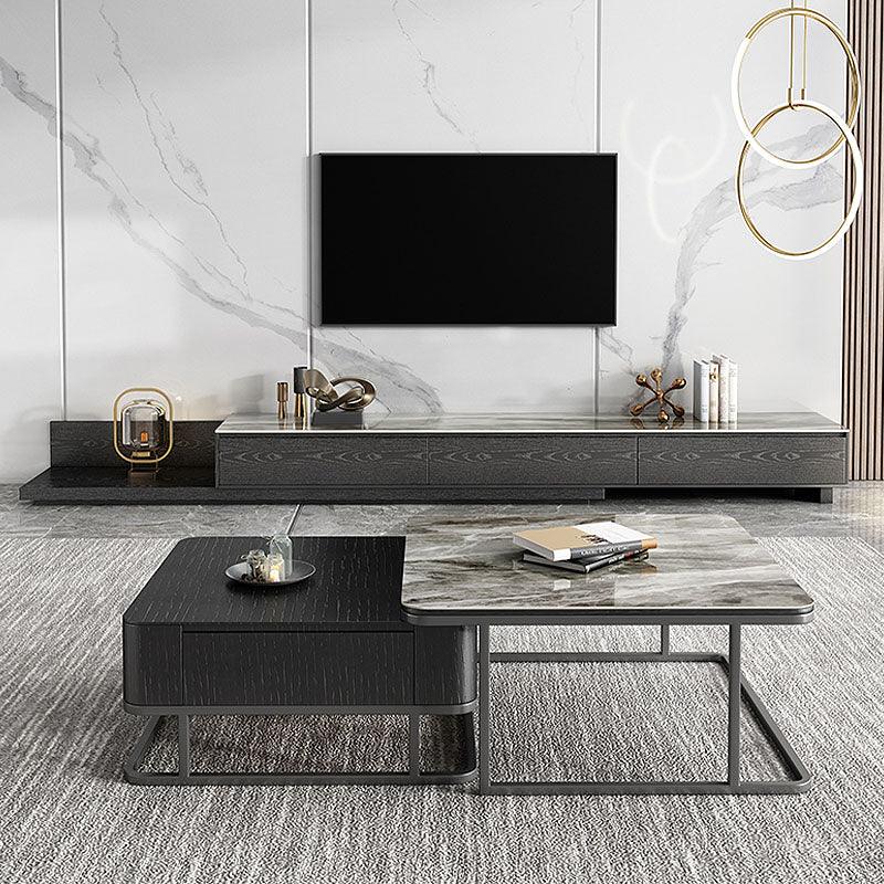 Nathan Nesting Coffee Table Set With TV Stand, Sintered Stone, Clearance - Weilai Concept