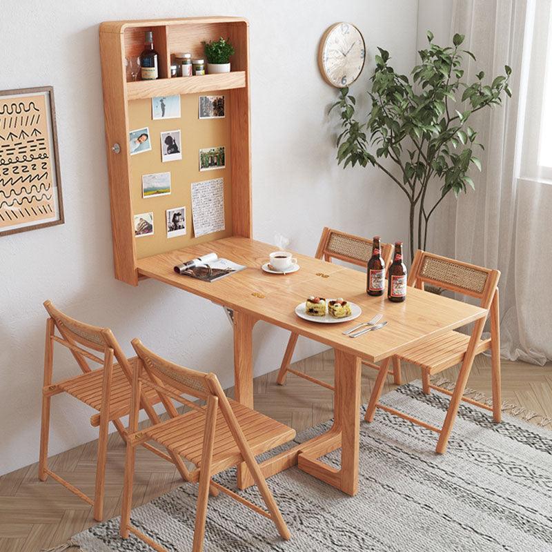 Pearl Happy Family Foldable/ Extendable Dining Table Set, Oak, Wall Attached - Weilai Concept