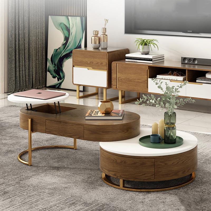 Lyra Coffee Table, Walnut & White- | Get A Free Side Table Today