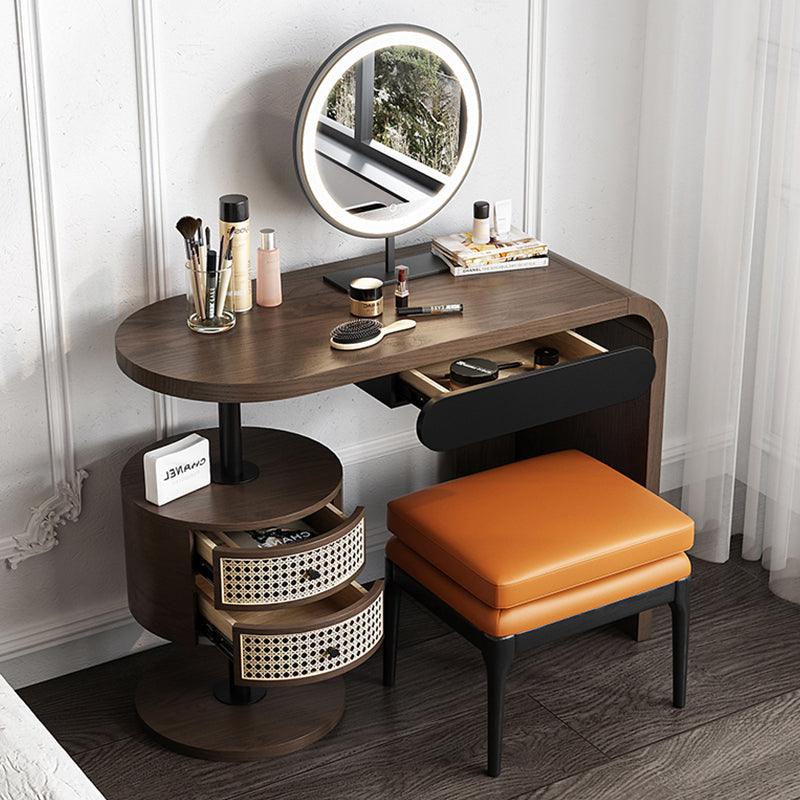 Mars Dressing Table, Rosewood, With Rattan Side Storage- | Get A Free Side Table Today