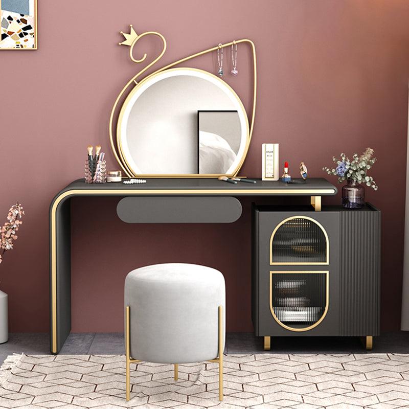 Swan Dressing Table with Mirror, Black- | Get A Free Side Table Today