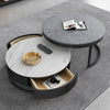 Lvinta Grey Round Nesting Coffee Table With TV Stand, Gold Leg, Clearance - Weilai Concept