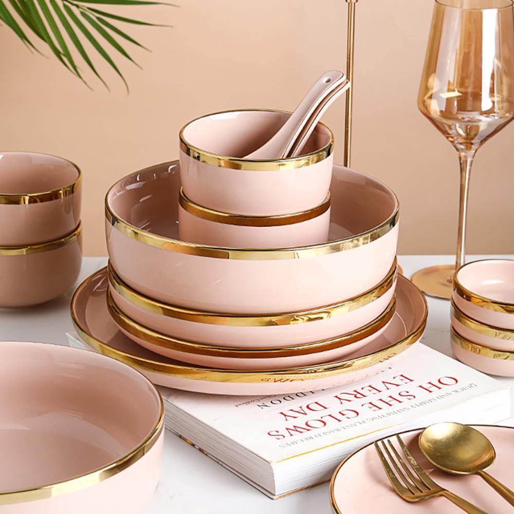 8 Pieces Dinner Set, Pink Or White- | Get A Free Side Table Today