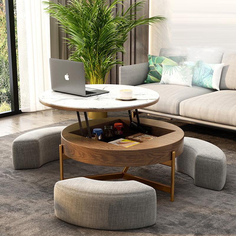 Josiah Round Lift-Top Coffee Table With Bench- | Get A Free Side Table Today