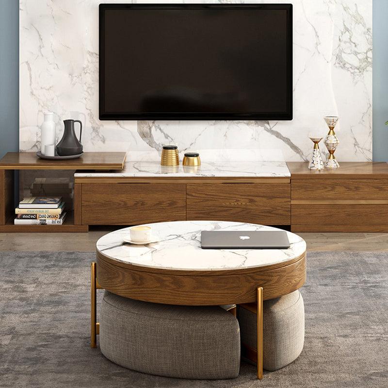 Josiah Round Lift-Top Coffee Table With Bench- | Get A Free Side Table Today