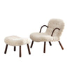 Philip Arctander Sheepskin Armchair And Ottoman, White Wool- | Get A Free Side Table Today