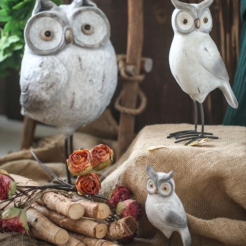 A Set Of Three Owls, Decoration- | Get A Free Side Table Today