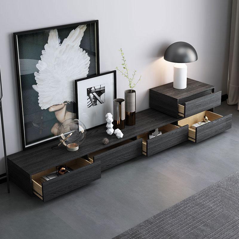 Agnes TV Stand, Black Oak- | Get A Free Side Table Today