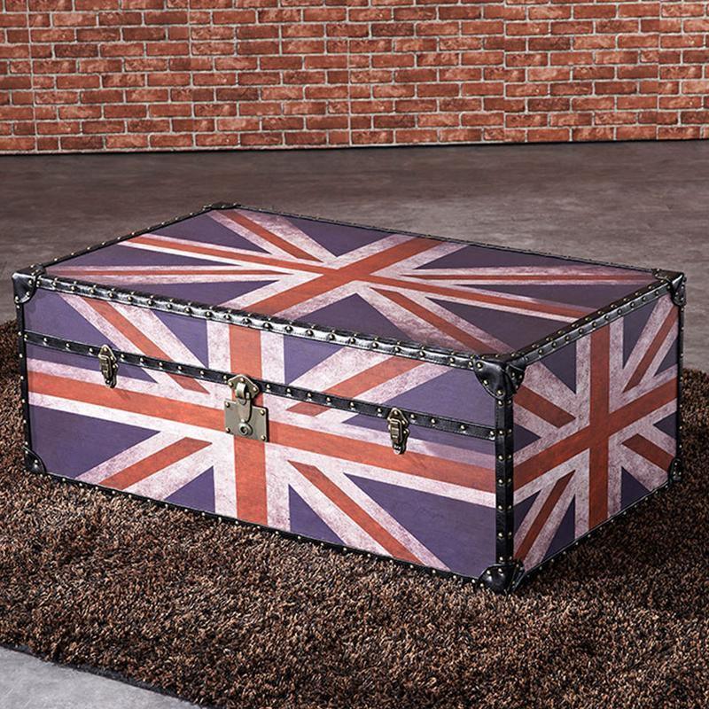 Aviator Union Jack Suitcase Coffee Table, Industrial Storage- | Get A Free Side Table Today